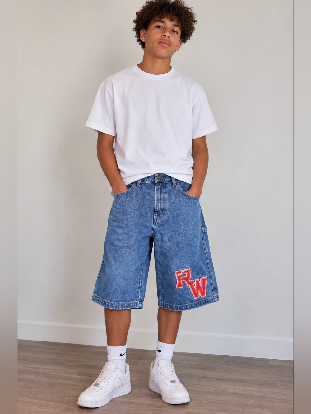 Vintage Y2K Rocawear Jorts Youth 18 Baggy Denim Shorts RW Red Logo Hip Hop 2000s